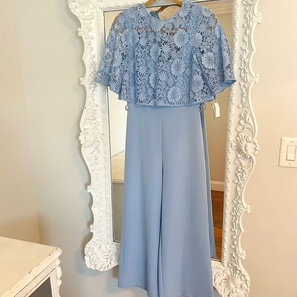 NWT $485 Space Style Concept Azalea Lt Blue Lace Crop Top Detail Dress Jumpsuit - Picture 3 of 6
